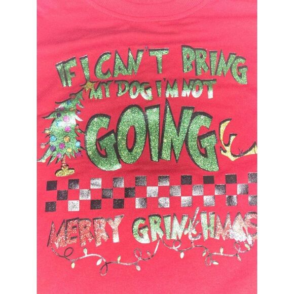 New Red Sweatshirt Womens Size S Grinch Graphic Christmas Glitter Print Holiday - Picture 4 of 5